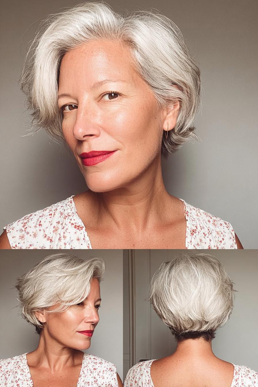 Chic Silver Layered Bob