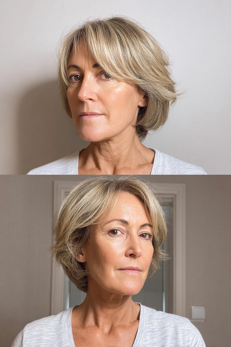 Soft Feathered Blonde Bob