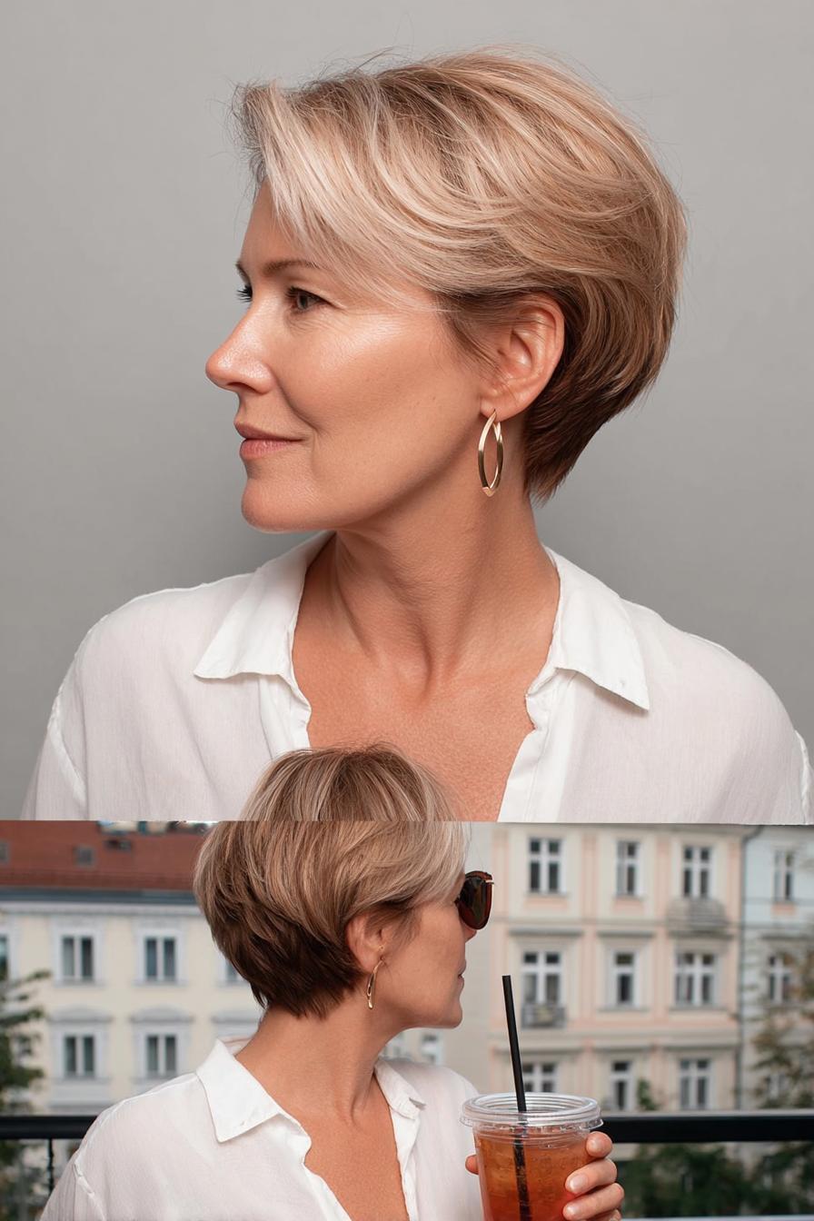 Soft layered blonde bob