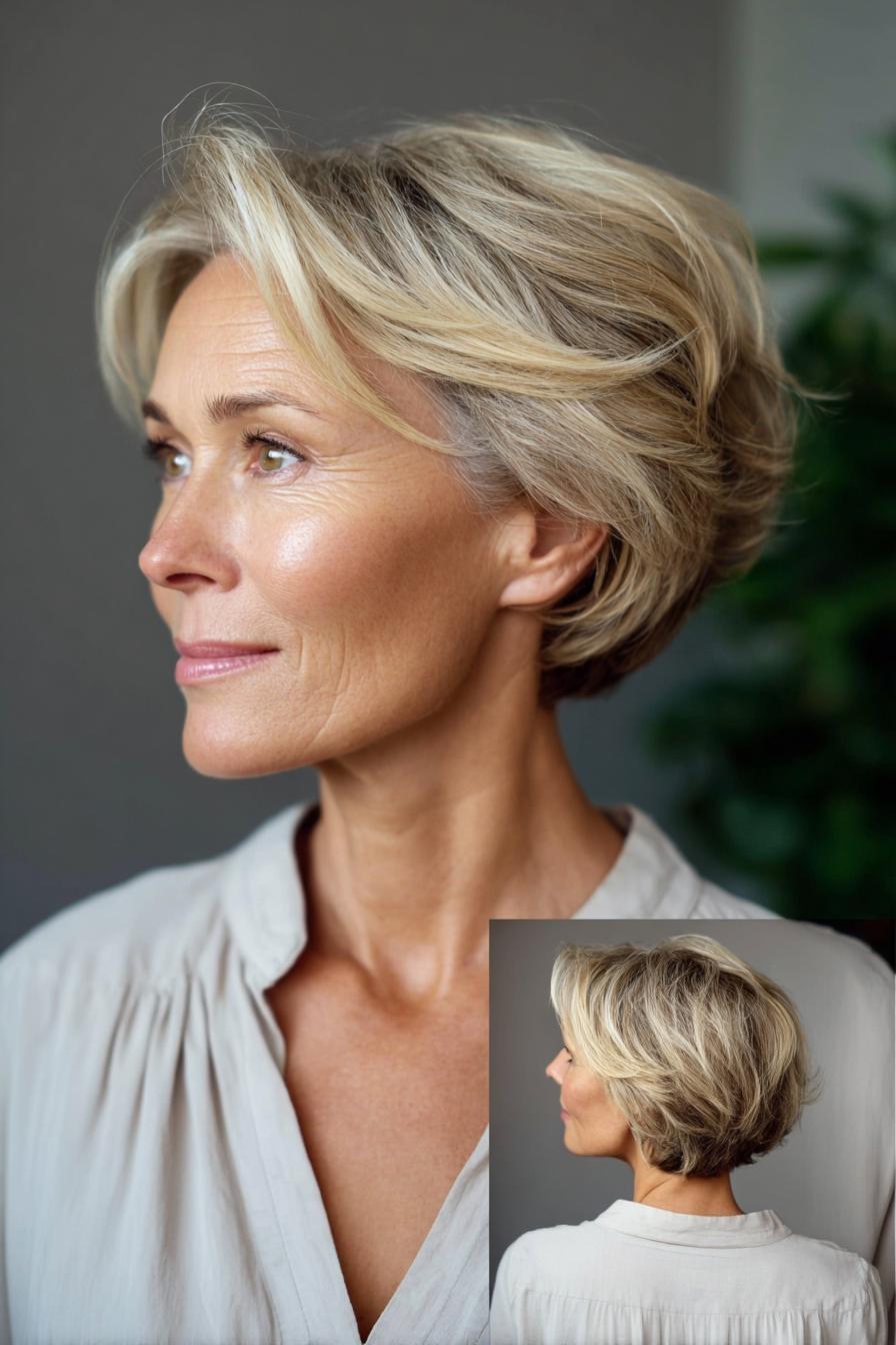 Soft Layered Blonde Bob