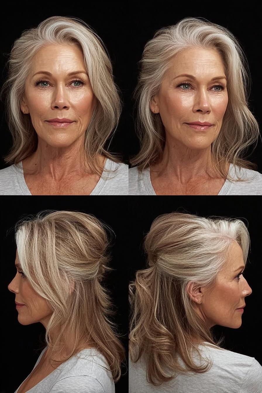 Soft Silver Layers Framing Beauty