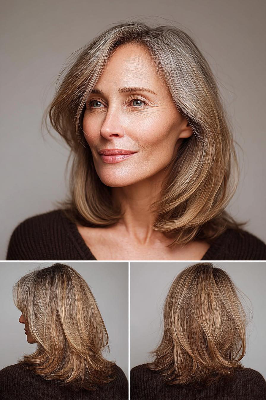 Soft sunlit layered bob