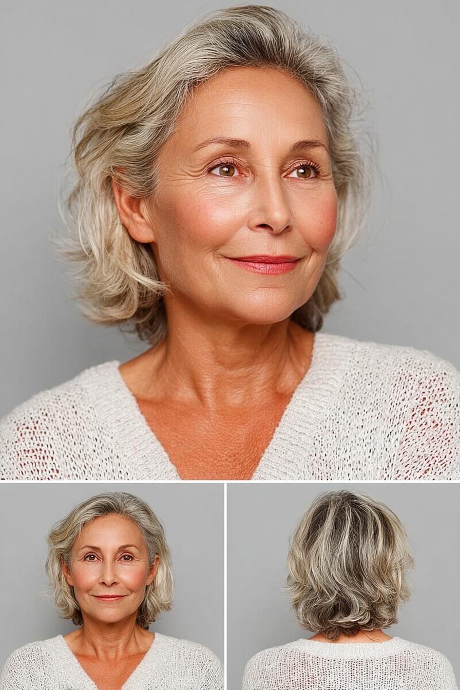 Soft Wavy Gray Bob