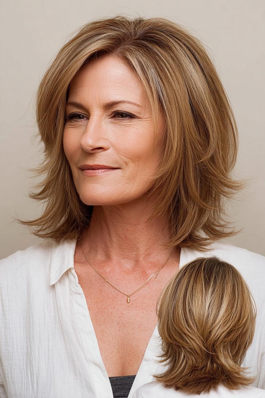 Sunlit Feathered Blonde Layers