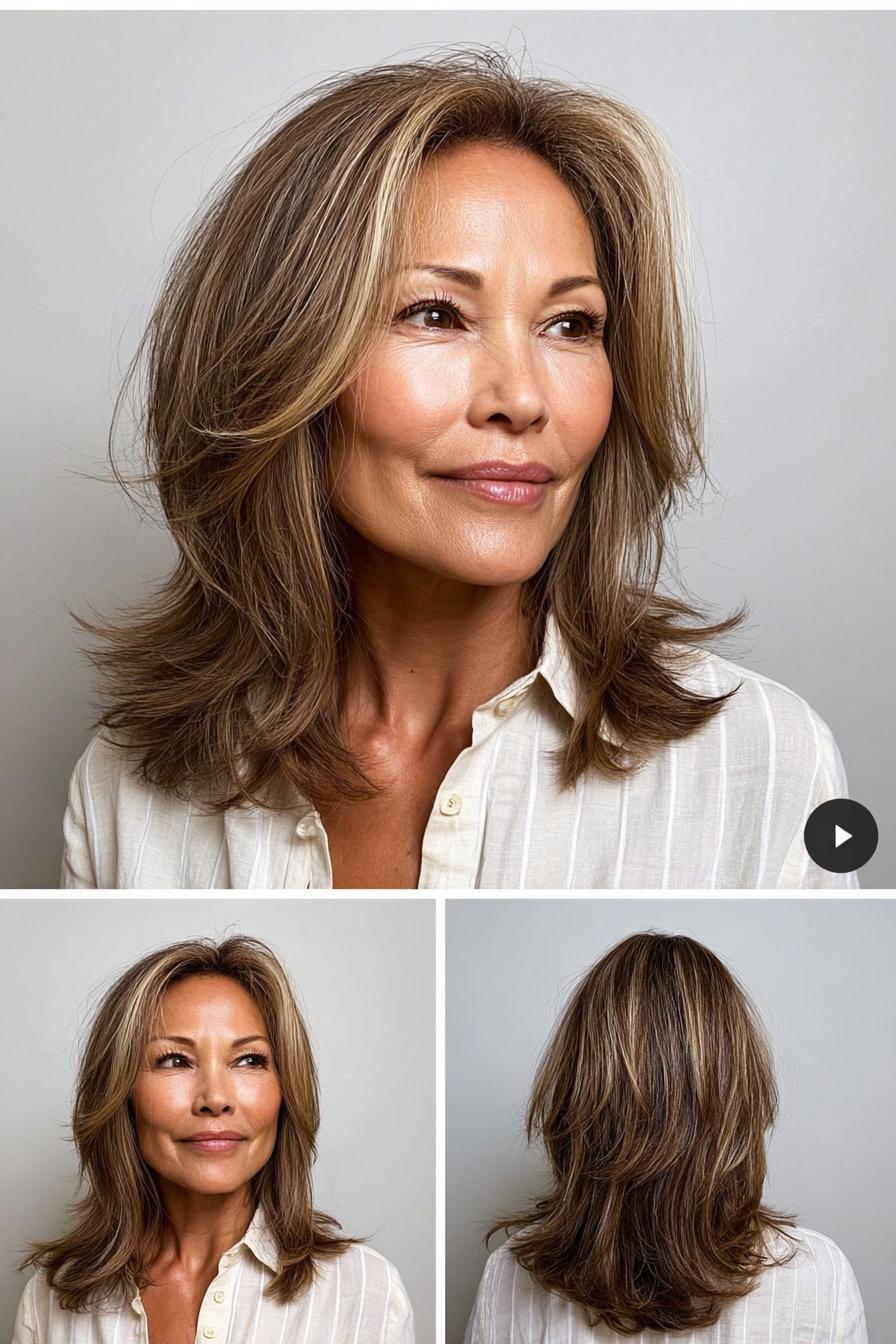Sunlit layered hair glow