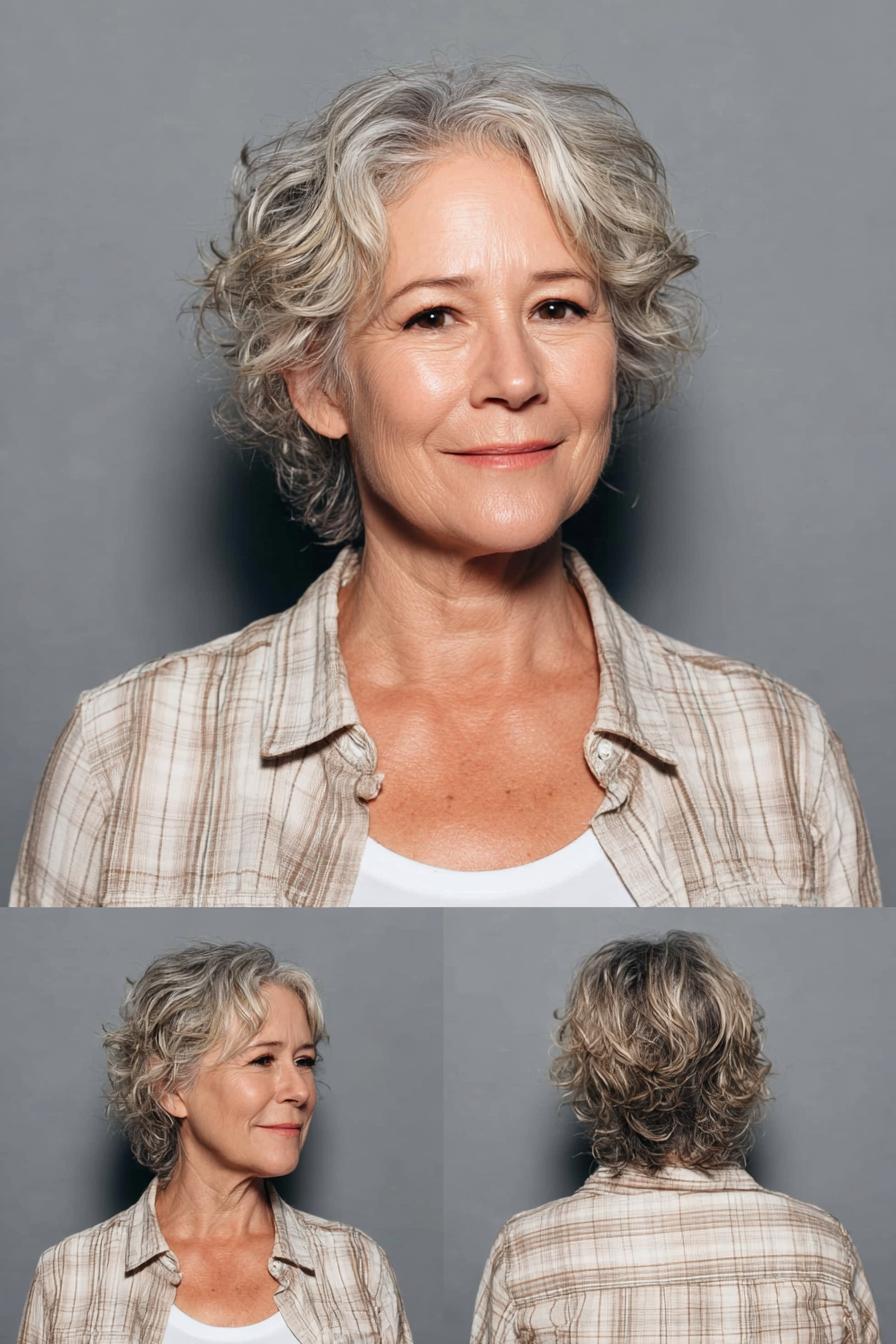 Youthful Tousled Silver Bob