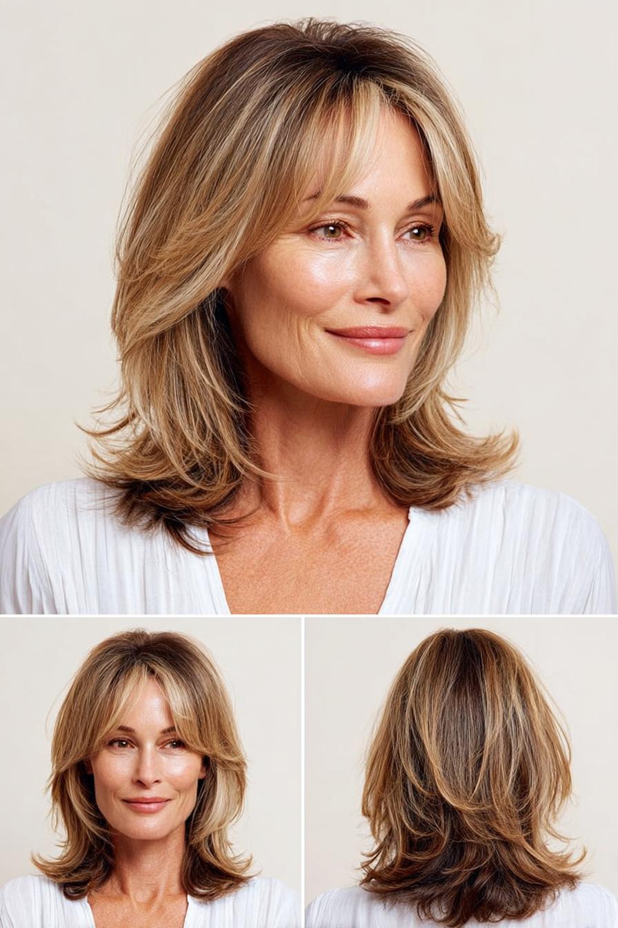 Honey Blonde Layered Curtain
