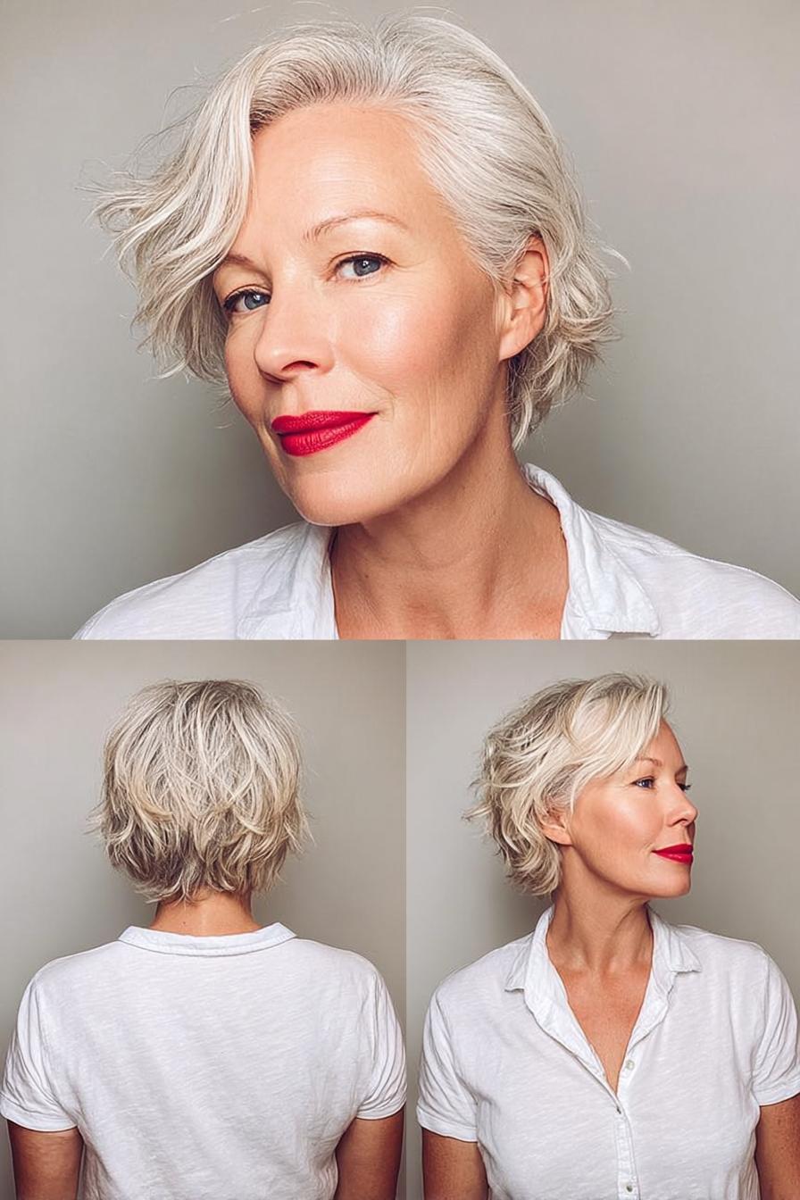Silver tousled pixie bob