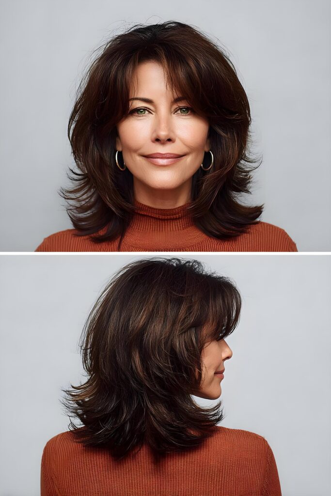 soft brunette layers elegance