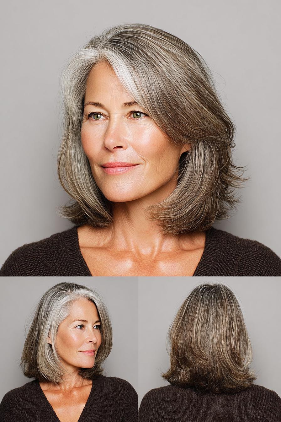 Soft Gray Layered Bob