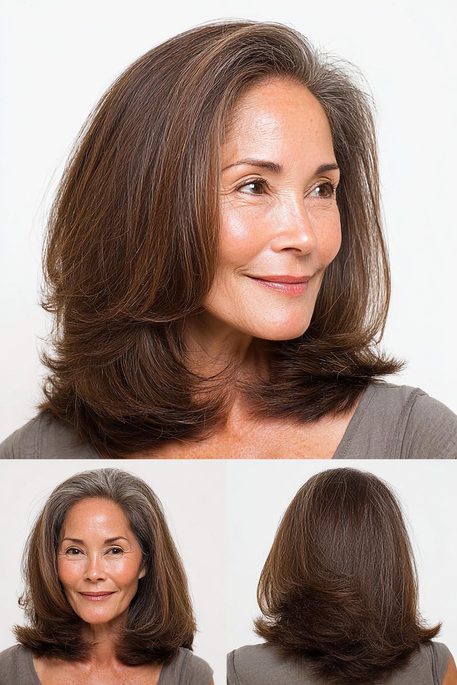 Soft layered curls framing