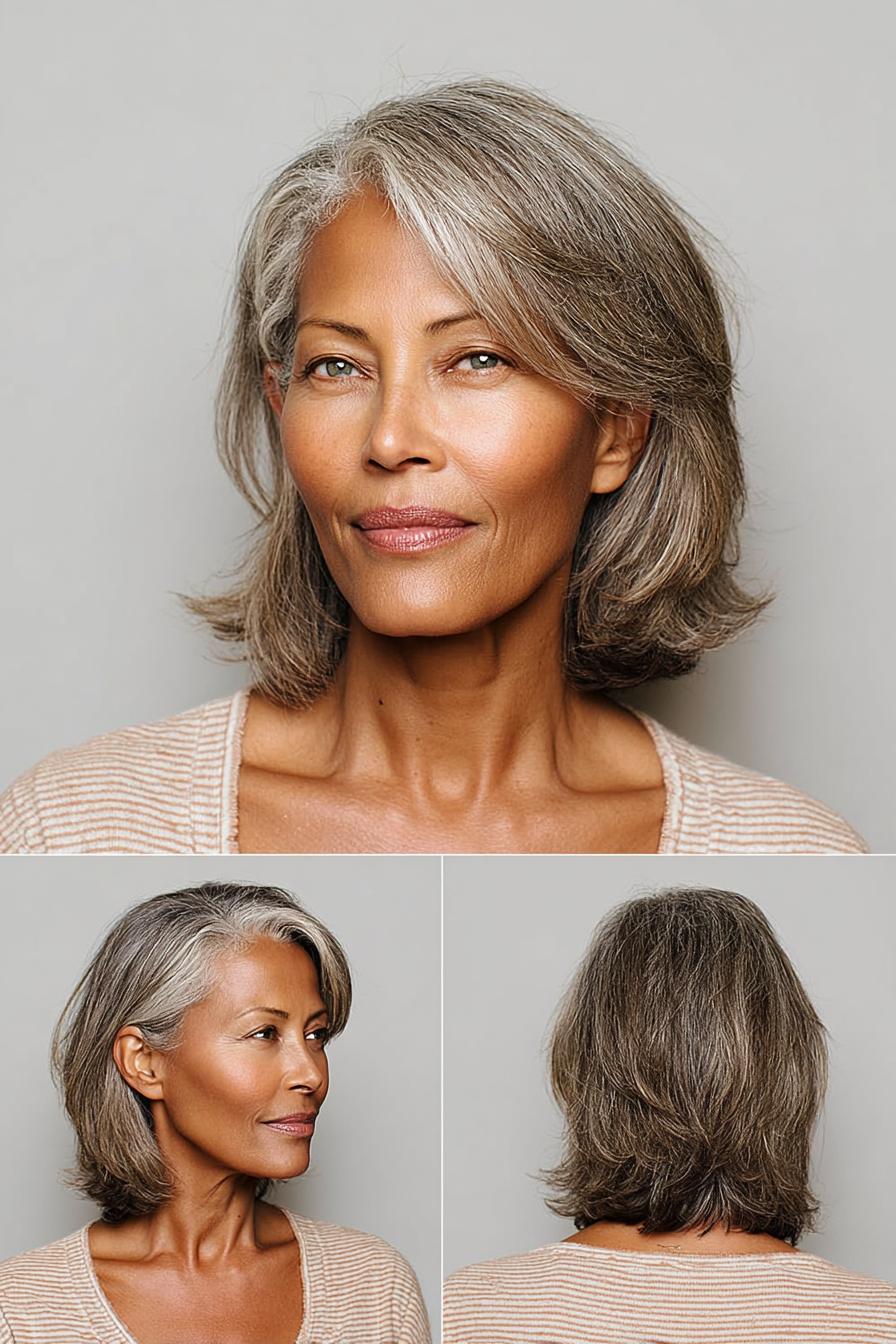 Soft Layered Gray Bob