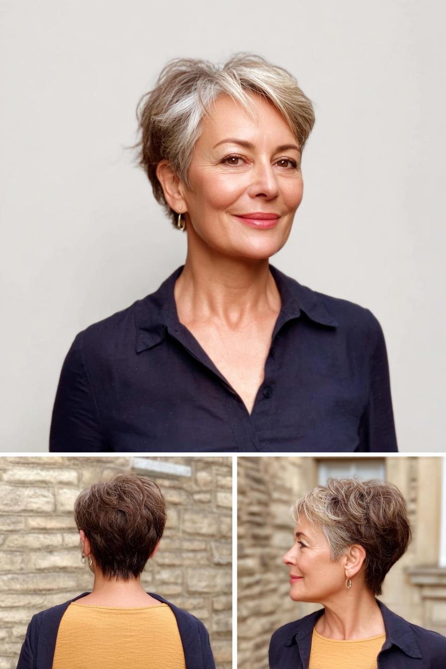 Soft Layered Gray Pixie