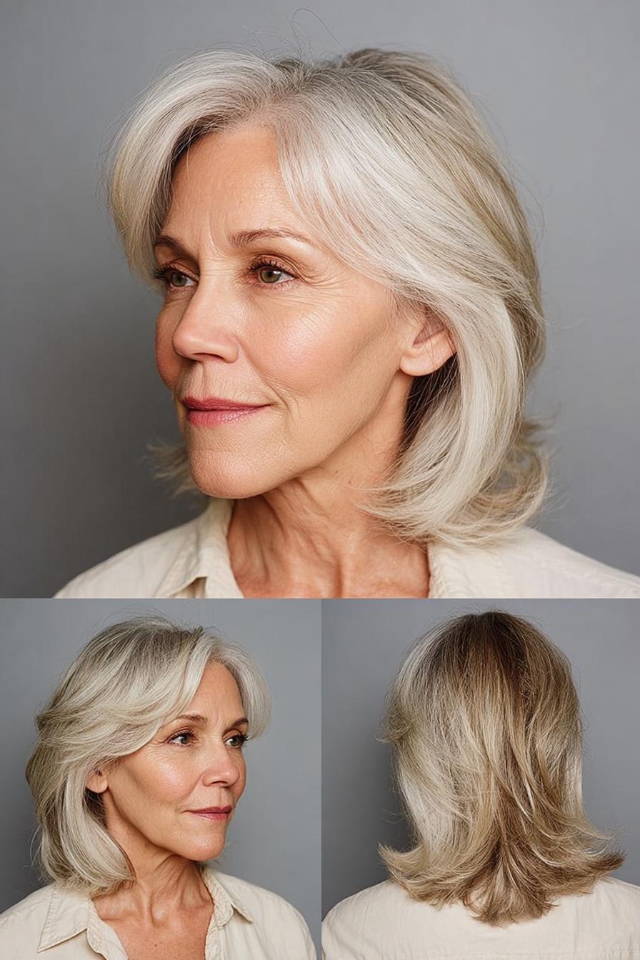 Soft silver blonde layers