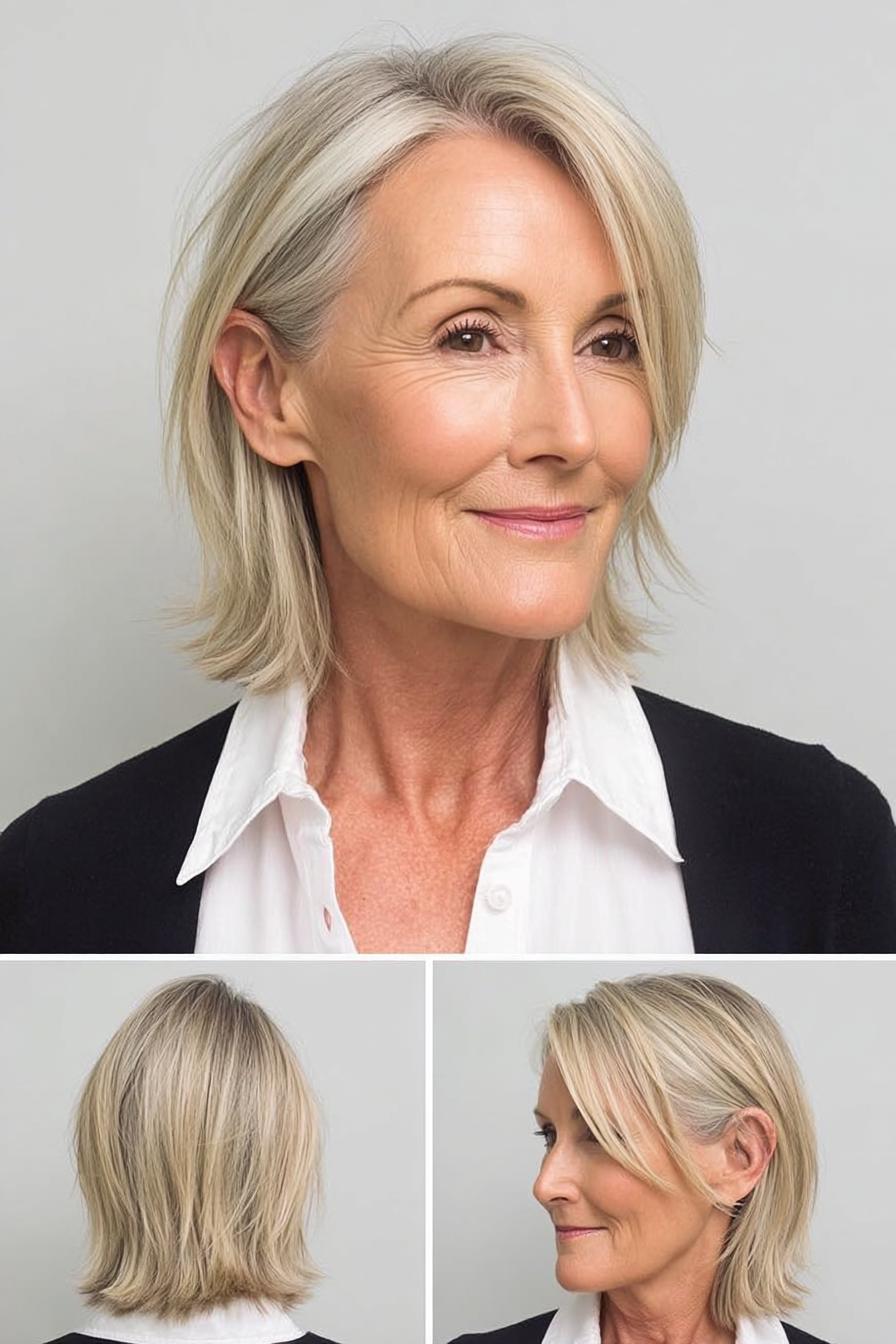 Soft Silvery Blonde Bob