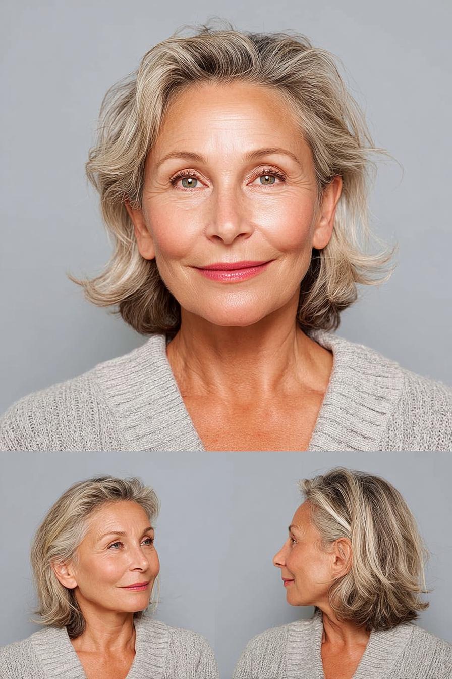 Soft Wavy Gray Bob