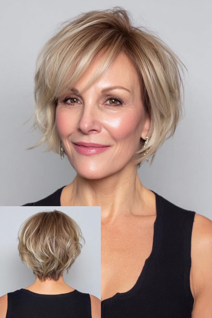 Chin Length Blonde Layered Bob