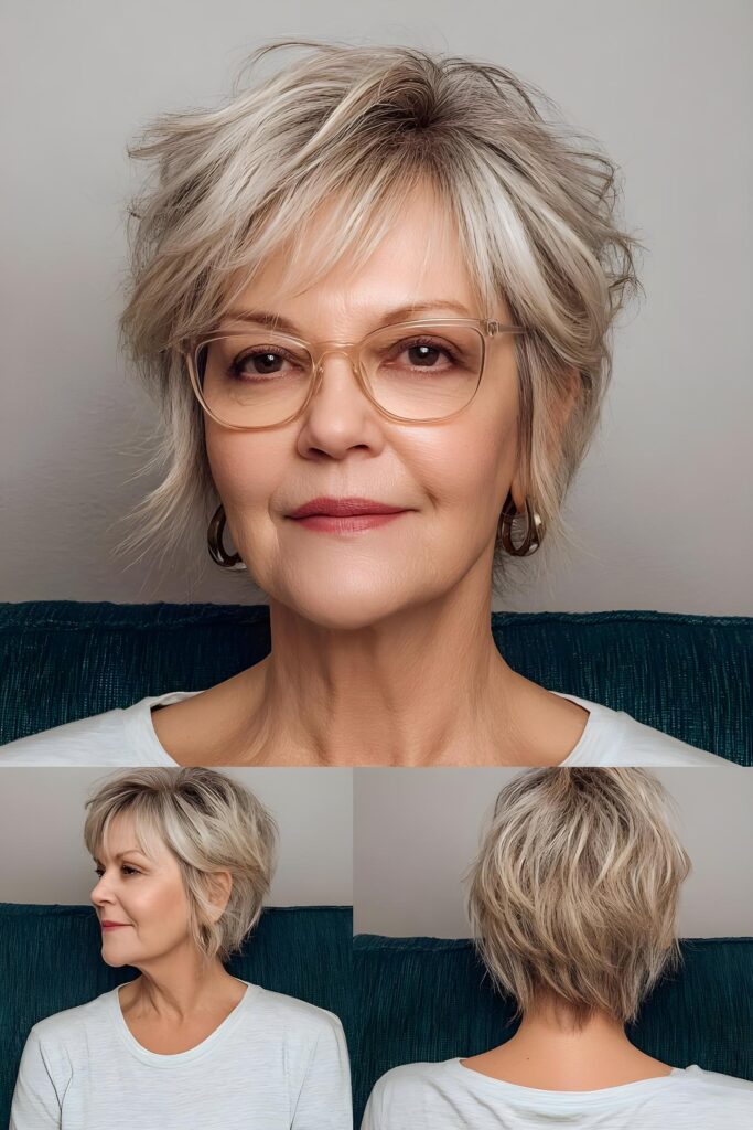 sandy blonde textured pixie