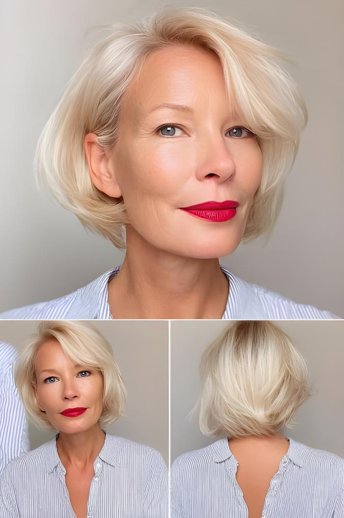 soft blonde layered bob