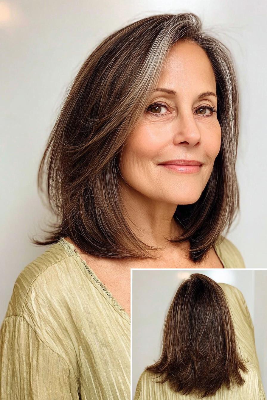 Soft Brunette Waves With Silver