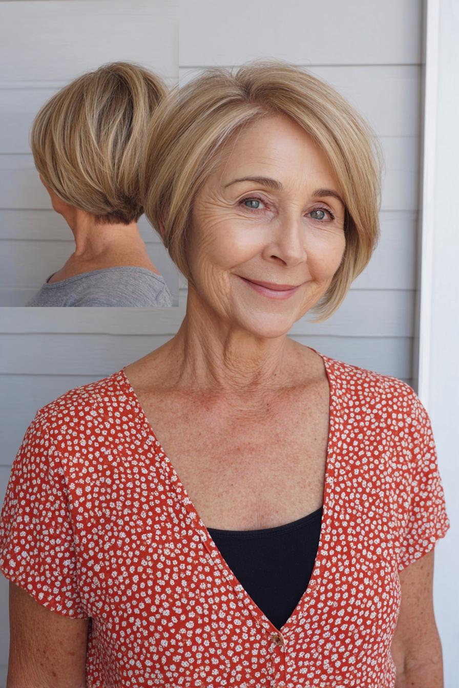 Soft layered blonde bob