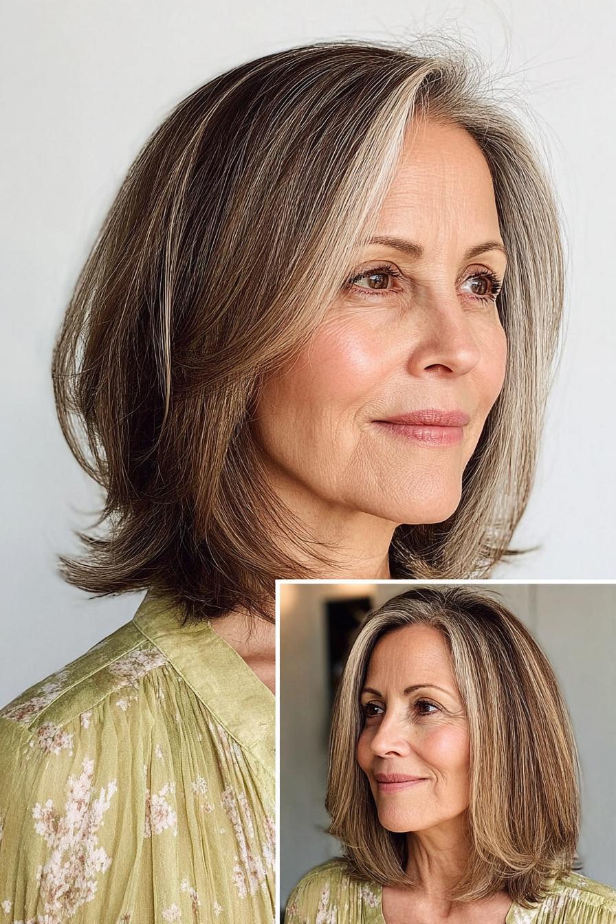 Soft Layered Gray Bob