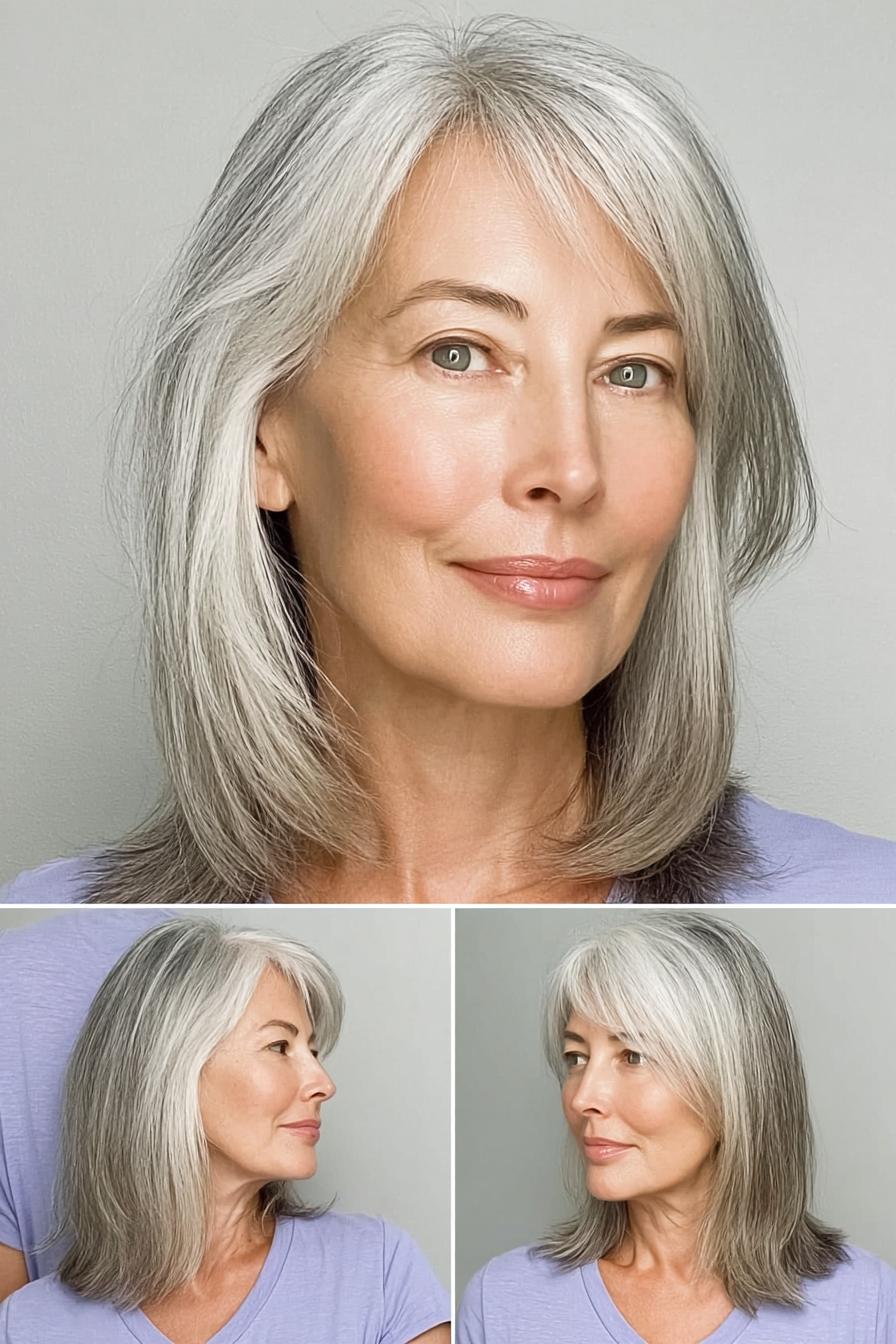Soft Silver Layered Hair