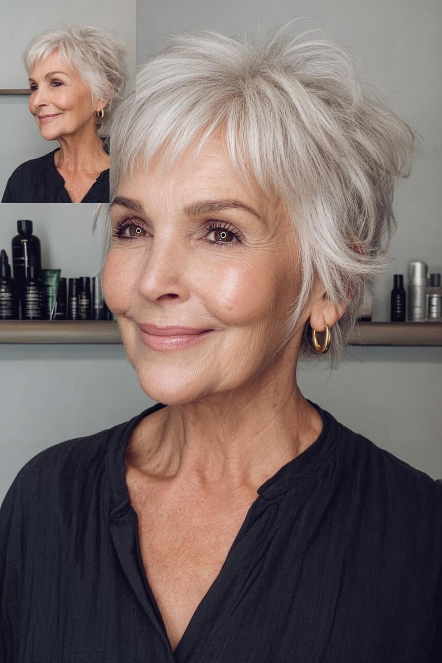 Soft silver pixie elegance