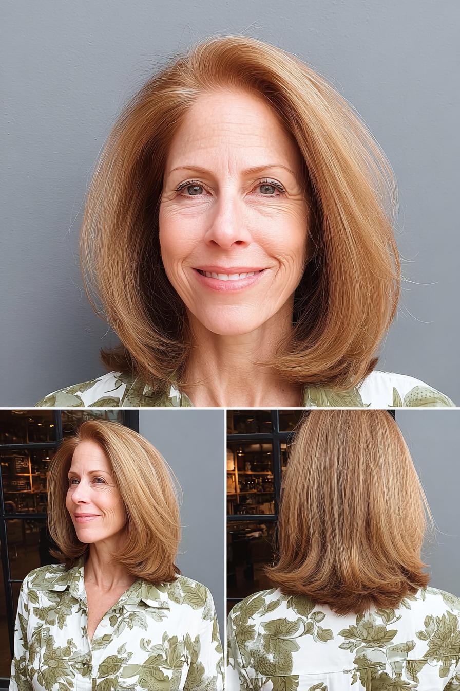 Warm Caramel Shoulder Length Bob