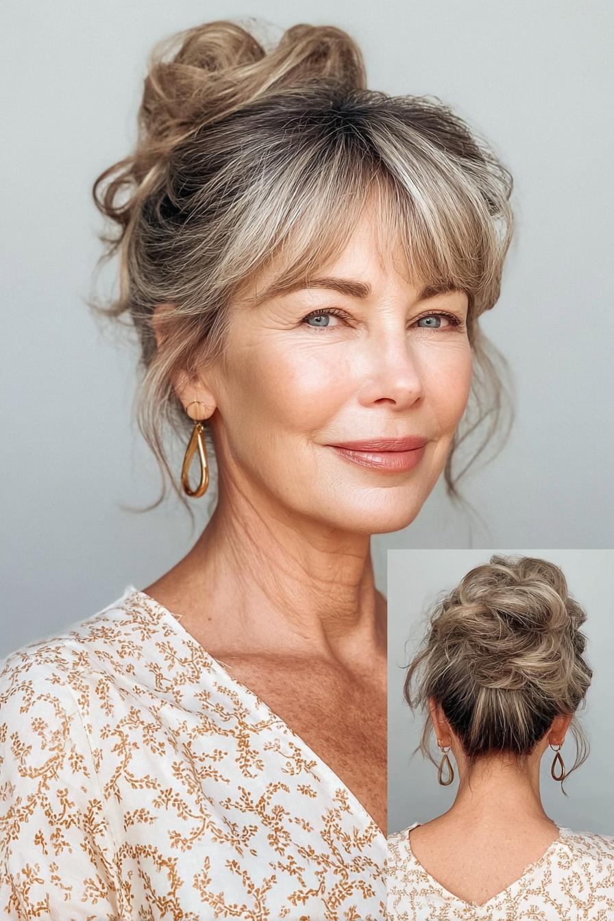 Soft highlighted casual updo