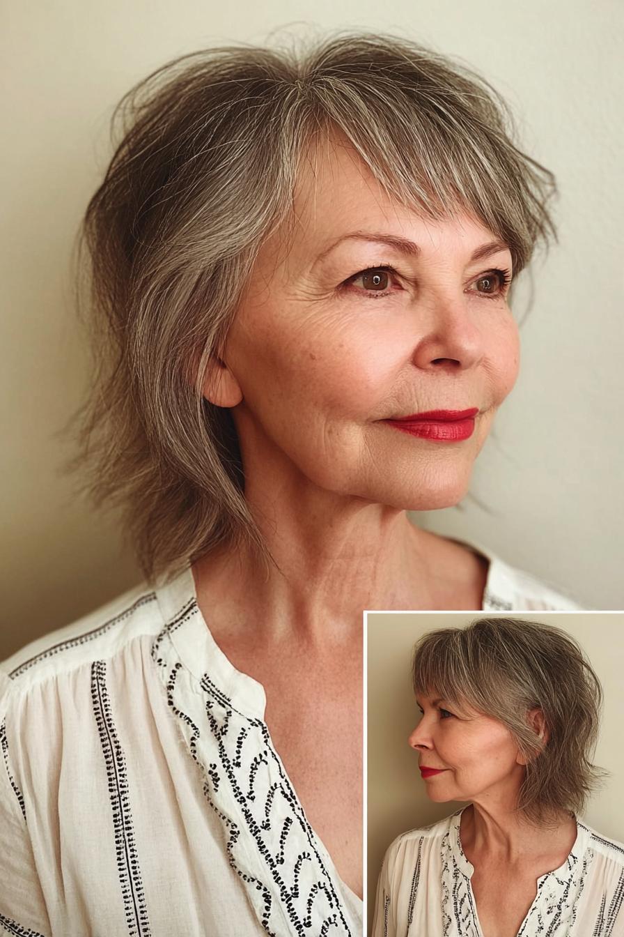 Soft layered gray shag