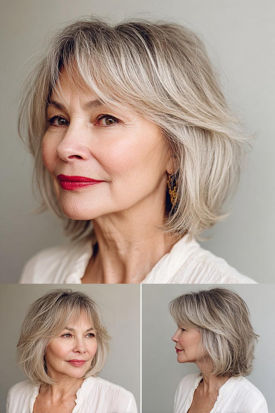 Soft Silver Blonde Bob