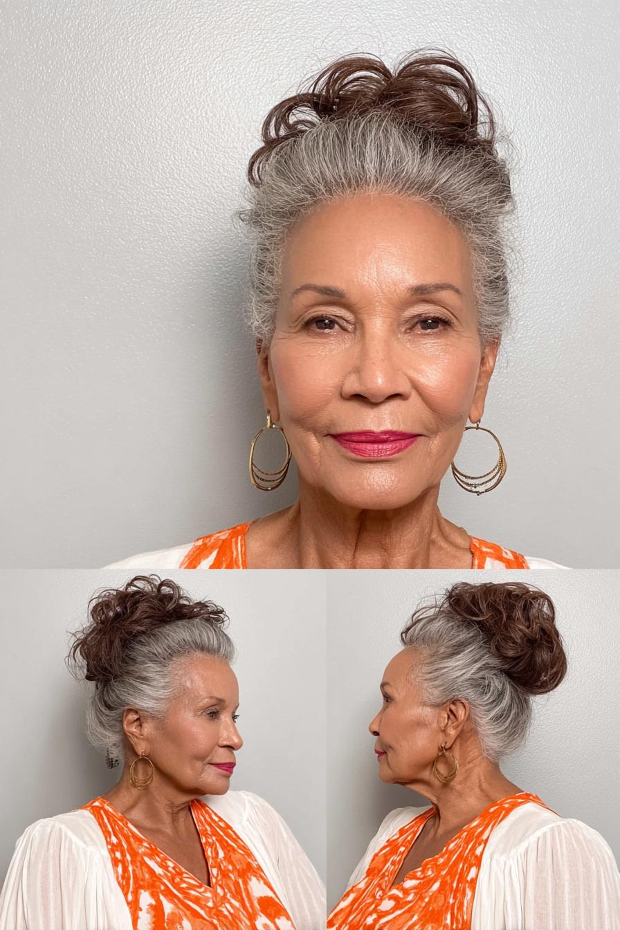 Timeless Silver Curly Updo