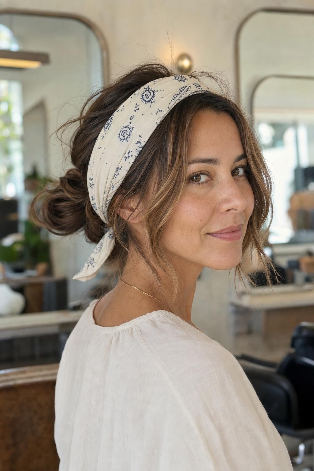 messy bun bandana style